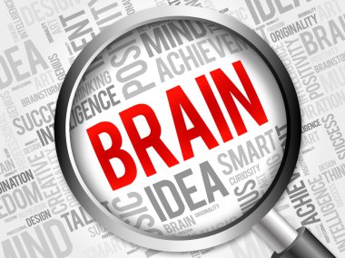 Büyüteç ile beyin kelime bulutu