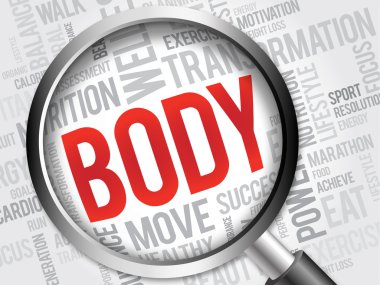 Büyüteç ile vücut kelime bulutu