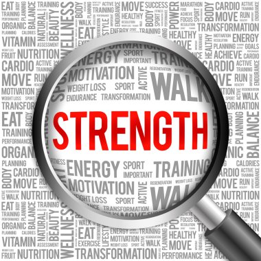 Büyüteç ile güç kelime bulutu