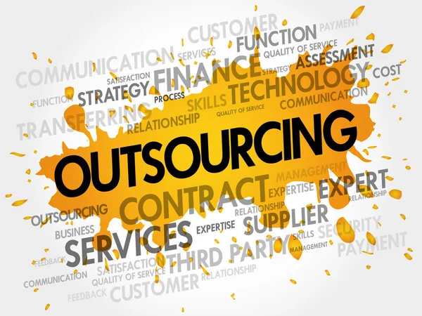 Wolk van woorden outsourcing verwante items — Stockfoto