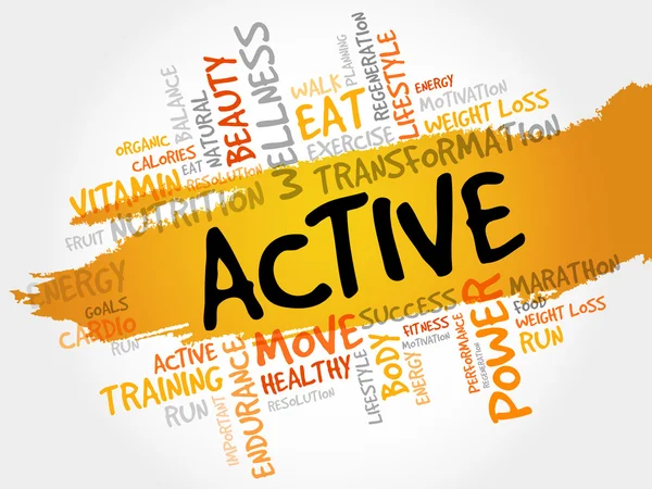 ACTIVE word cloud, fitness — Stock Photo, Image