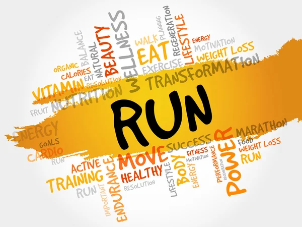 RUN word cloud, fitness — Stock Photo, Image