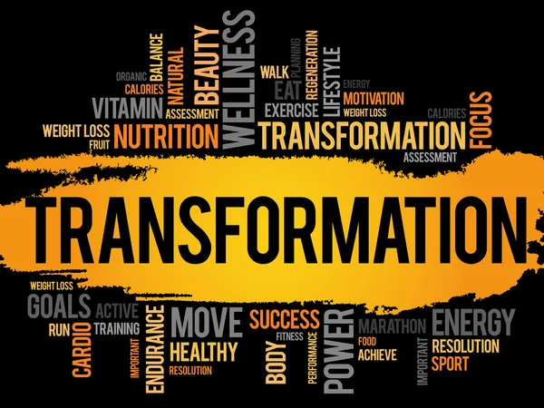 Transformation Wort Wolke, Fitness — Stockfoto