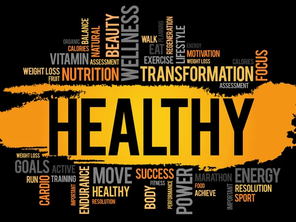 HEALTHY word cloud, fitness — Stock Photo, Image