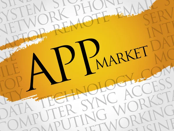 APP Nuvem de palavras de mercado — Fotografia de Stock