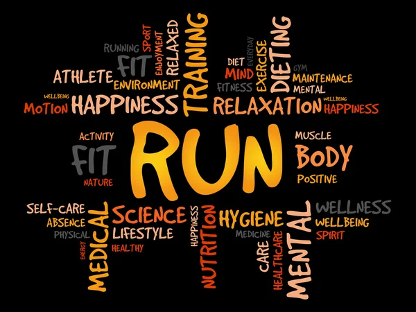 RUN word cloud, fitness — Stock Photo, Image