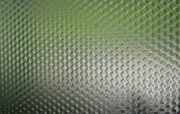 Гофрированное стекло с геометрическим узором, имитирующим объемные кубики для фона, белый, серый, зеленый — стоковое фото