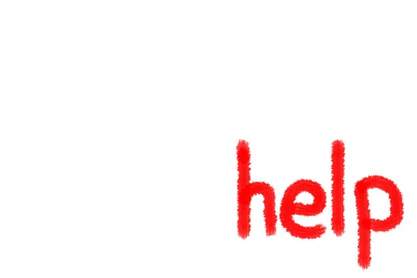 Das Wort Hilfe Handgeschrieben Roter Farbe Auf Einem Weißen Blatt — Stockfoto