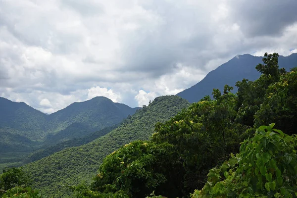 Forested Mountains Cloudy Sky Summer Day — Stock Photo, Image