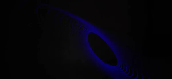 尼昂蓝色蜘蛛图的闭塞几何图案抽象地隔离在一个黑色背景中 采用光漆工艺 曝光时间长 Pendulum模式 光之路波涛 Rays Chakra 曼德拉 — 图库照片