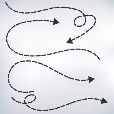 Okları ve yön işaretlerini düz bir şekilde ayarla. Noktalı ok vektörü siyah eli beyaz arkaplanda çizilmiş. izole.