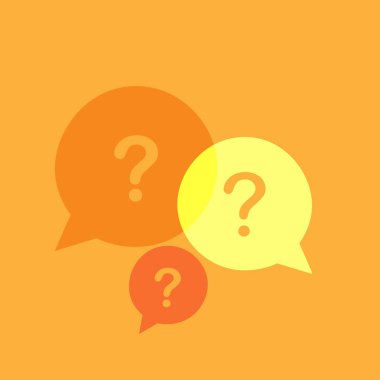 Soru işaretli üç doğrusal sohbet konuşma mesajı kabarcığı. Forum simgesi. İletişim konsepti. Stok vektör illüstrasyonu beyaz arkaplanda izole edildi.