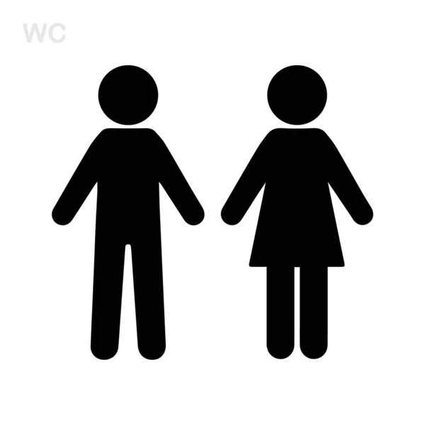 Man and woman icon flat vector stock illustration isolated sign wc — Stock Vector