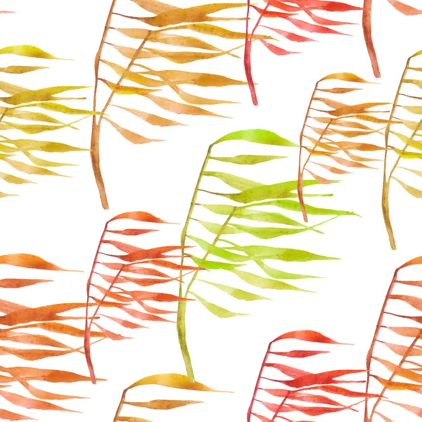 Autumn Orange Leaves Falling Isolated White Background Samless Pattern — Stock Photo, Image