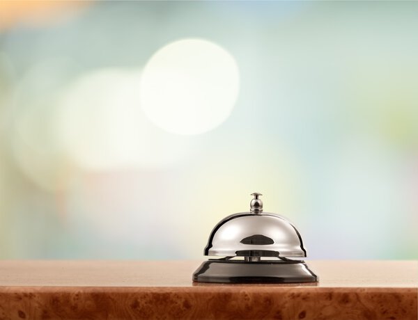 hotel reception service desk bell