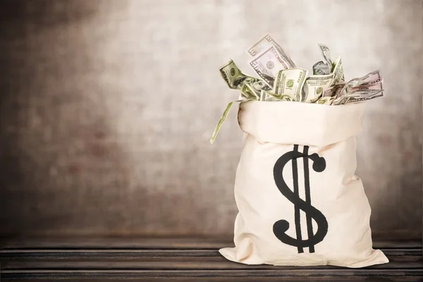 Money in the bag isolated — Stock Photo, Image