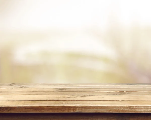 Worn table and blur background — Stock Photo, Image