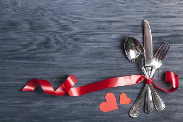 Kithcen cutlery and decorative  hearts — Stock Photo, Image