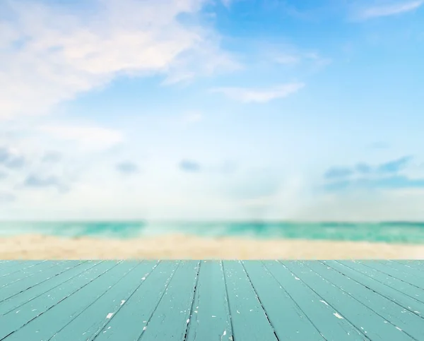 Houten planken en zee — Stockfoto