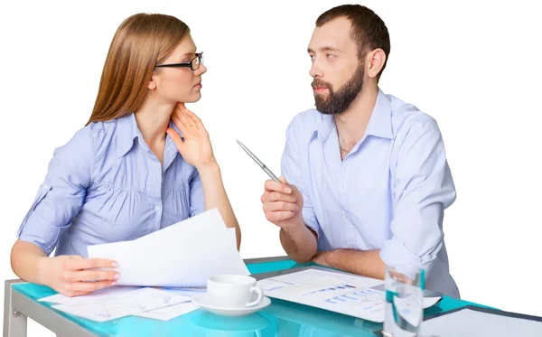 business couple working with papers