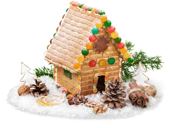 Casa de biscoitos de gengibre de Natal — Fotografia de Stock