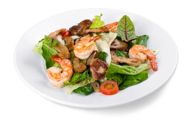 Salad with seafood on plate — Stock Photo, Image