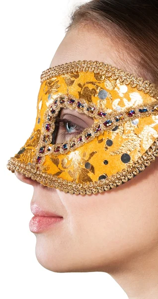 Jovem mulher mística em máscara de Carnaval — Fotografia de Stock