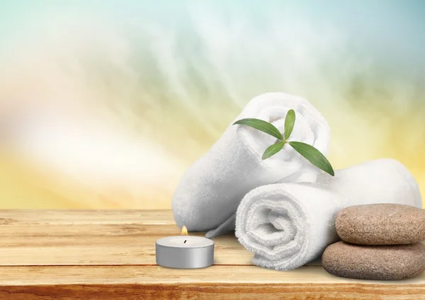 Kamienie bazaltowe Zen i ręczniki — Zdjęcie stockowe