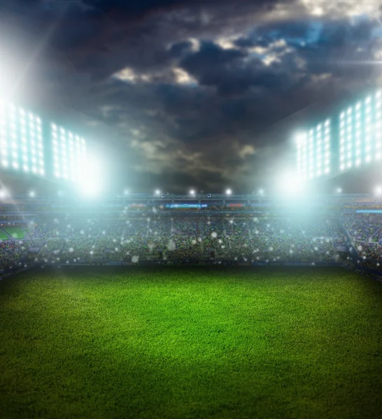 Stadion in nacht verlicht schijnwerpers — Stockfoto