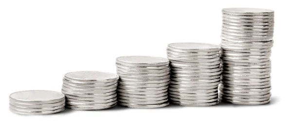 Silver coin stacks — Stock Photo, Image