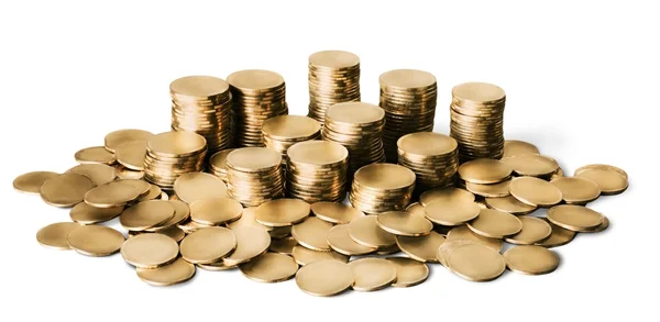 Zlaté mince hromádky — Stock fotografie