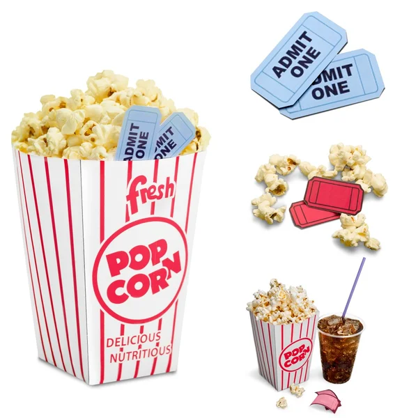 Popcorn mat i låda — Stockfoto