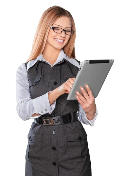 Businesswoman holding tablet pc — Stock Photo, Image