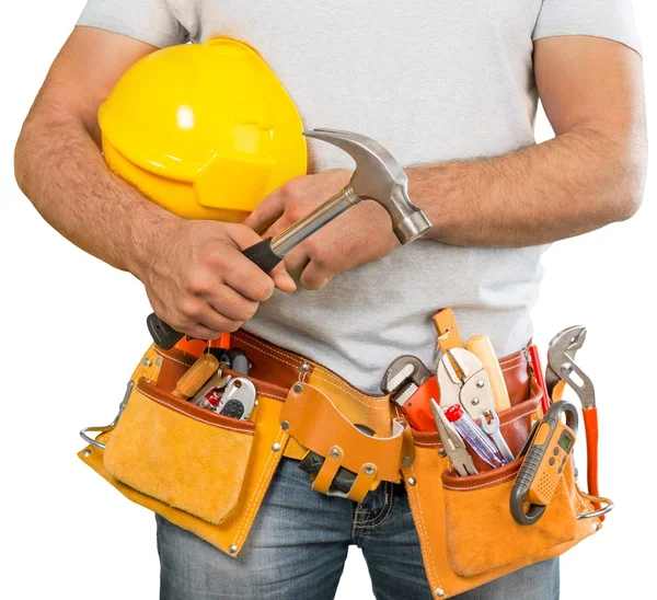 Worker with a tool belt — Stock Photo, Image