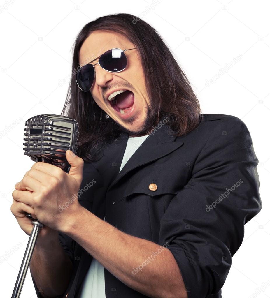 singer man with microphone