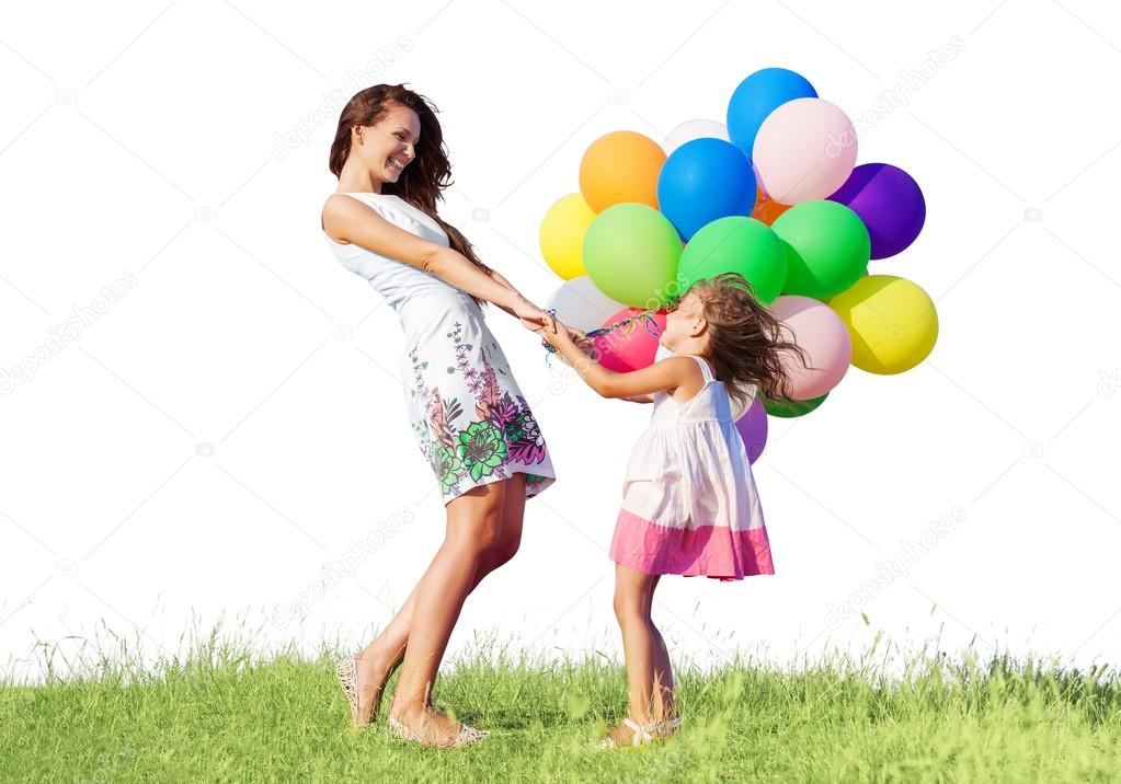 Beautiful happy mother with daughter 