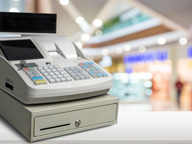 Cash register with LCD display clipart