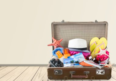 seyahat nesnelerle Retro çanta