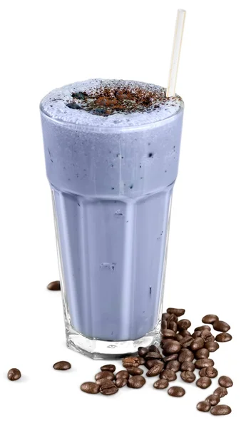 Cocktail de leite com palha e grãos de café — Fotografia de Stock