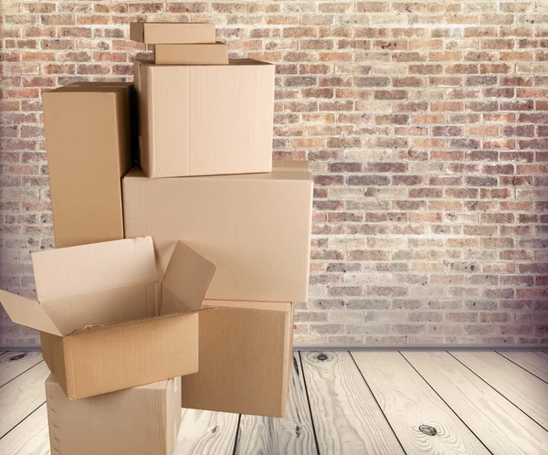 Lots of cardboard boxes on background — Stock Photo, Image