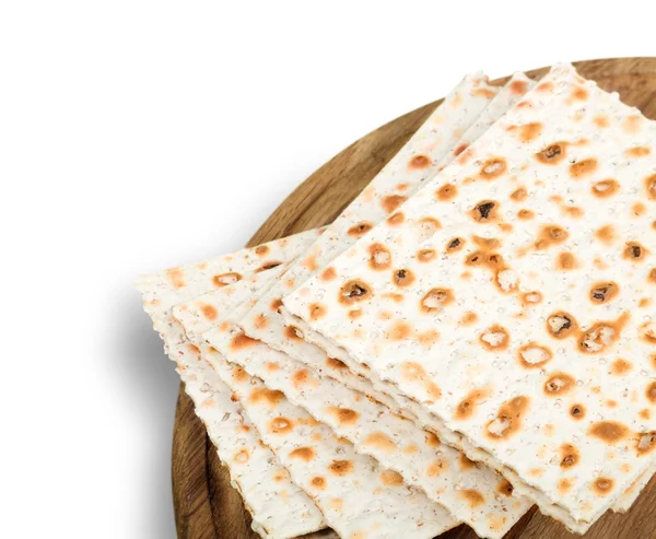 Matza bröd på vit — Stockfoto