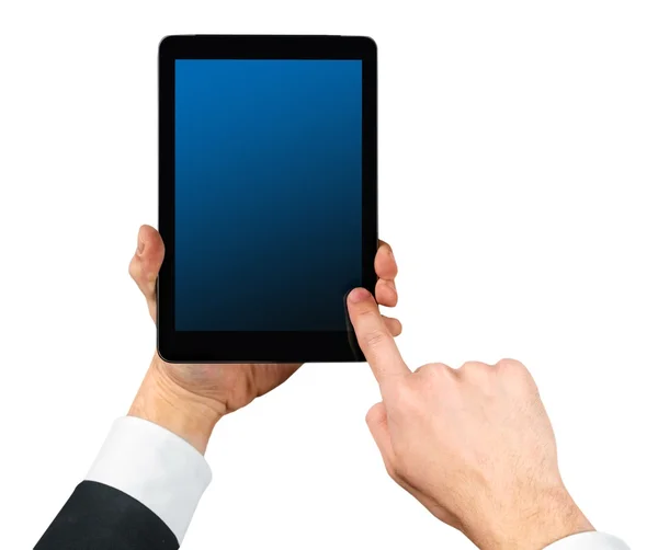 Businessman  holding tablet pc — Stok fotoğraf
