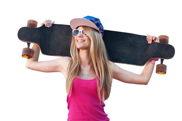 young girl with skateboard