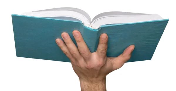 Рука держит пустую книгу — стоковое фото