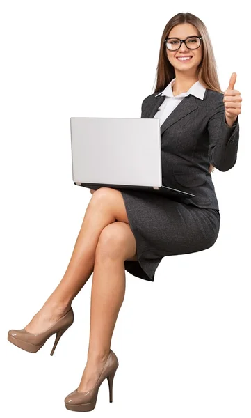 Young  businesswoman with laptop — Stock Photo, Image