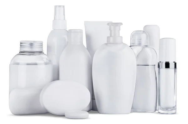 Kozmetikai konténerek, fehér — Stock Fotó