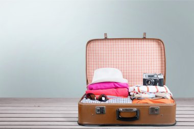 seyahat nesnelerle Retro çanta