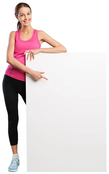 スポーツ フィットネス女性保持空白板 — ストック写真