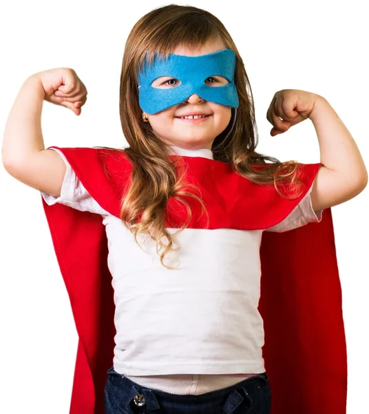 Menina em traje de super-herói — Fotografia de Stock