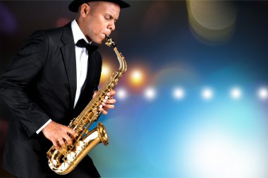 Genç afro Amerikan müzisyen 